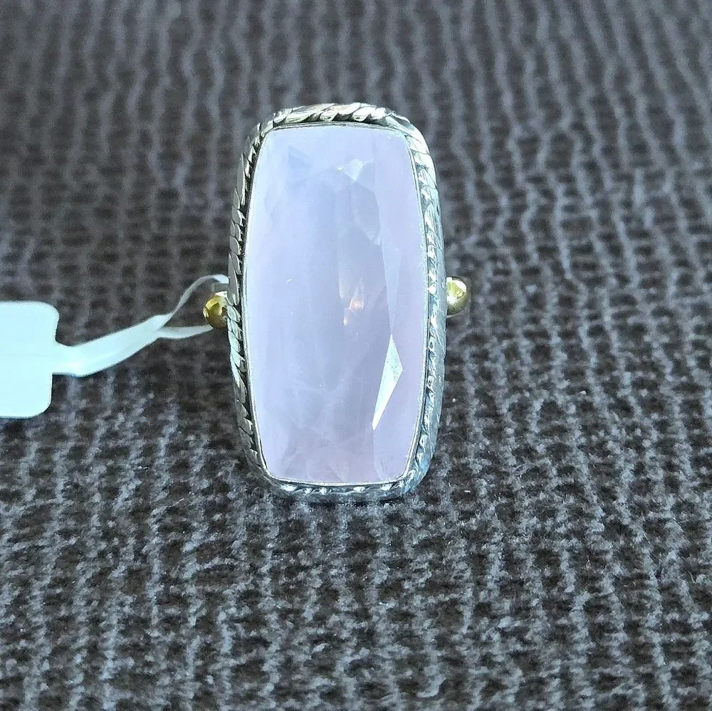 Shivam Rectangular Rose🌹 Quartz Statement Ring💍 - NWT